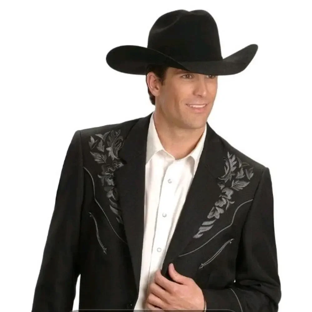 Scully Western Blazer Smile Pockets Mens Sz 48 Embroidered Rodeo Vented Jacket
